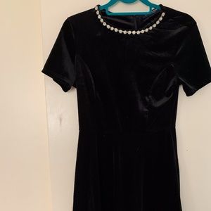 Black Velvet dress with jewels necklaced at top
